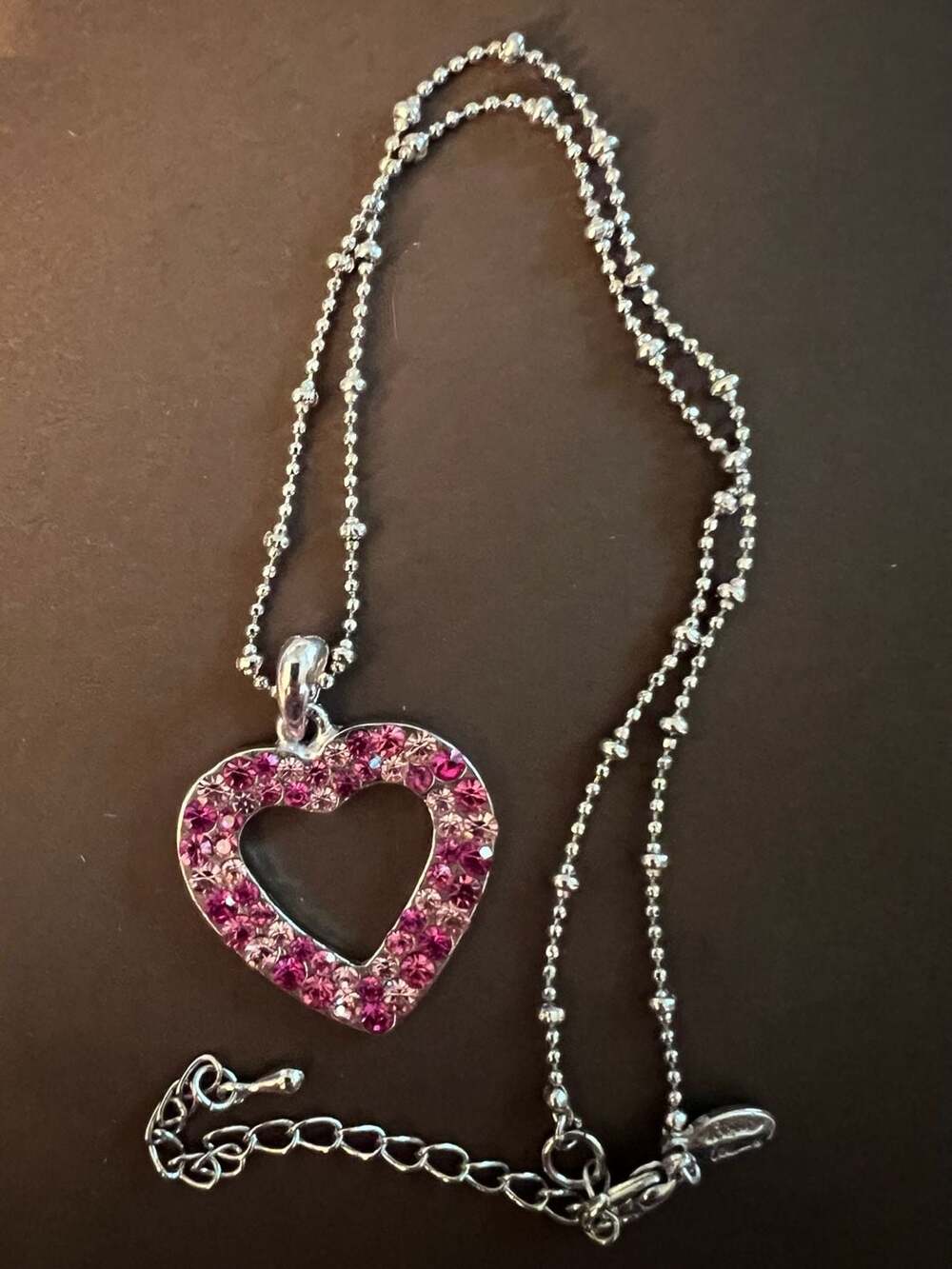 Cookie Lee Pink Rhinestone Heart Pendant Necklace